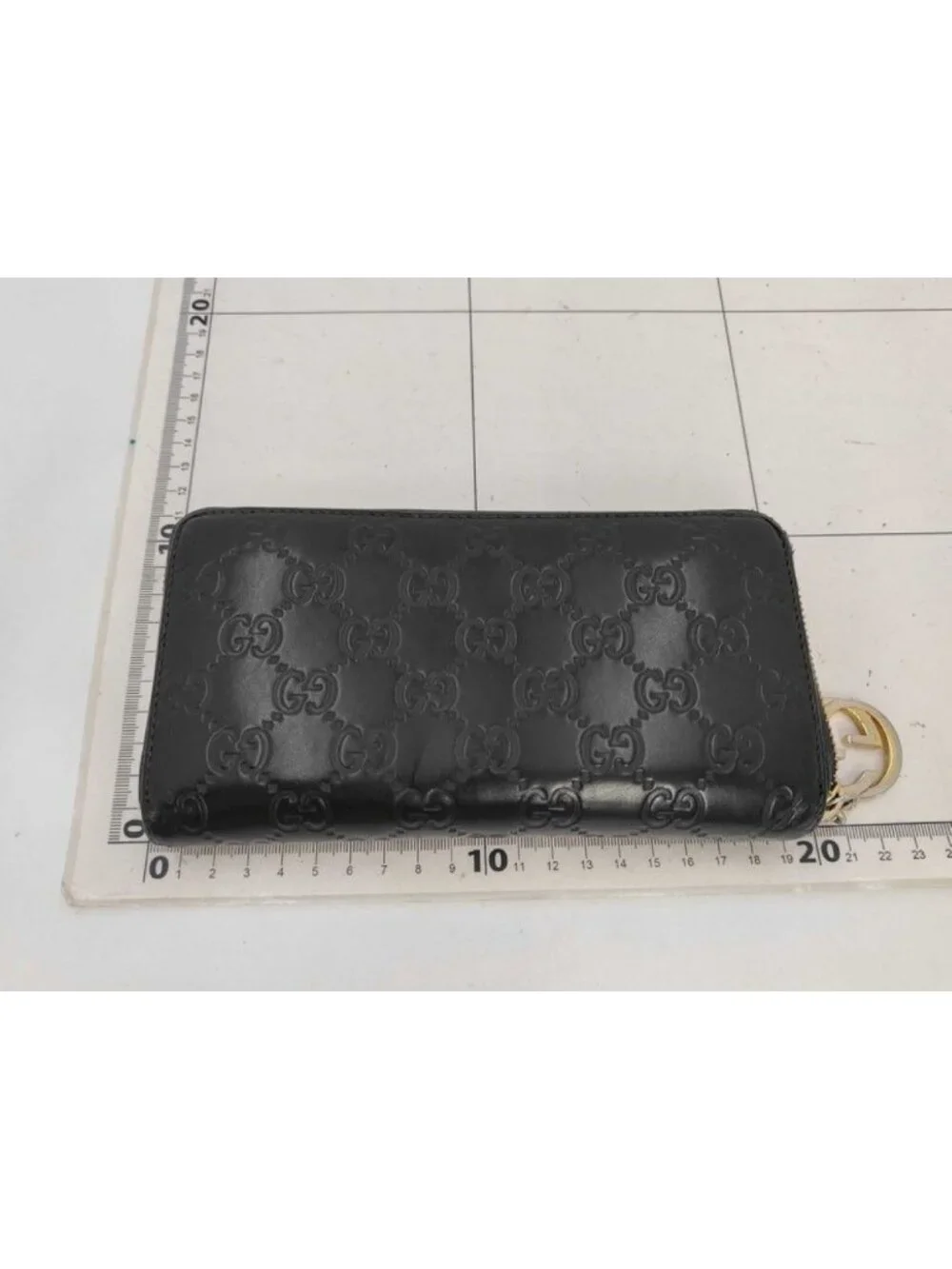 Gucci Wallet Guccissima Black Leather Zip Around Gold - Picture 2 of 7